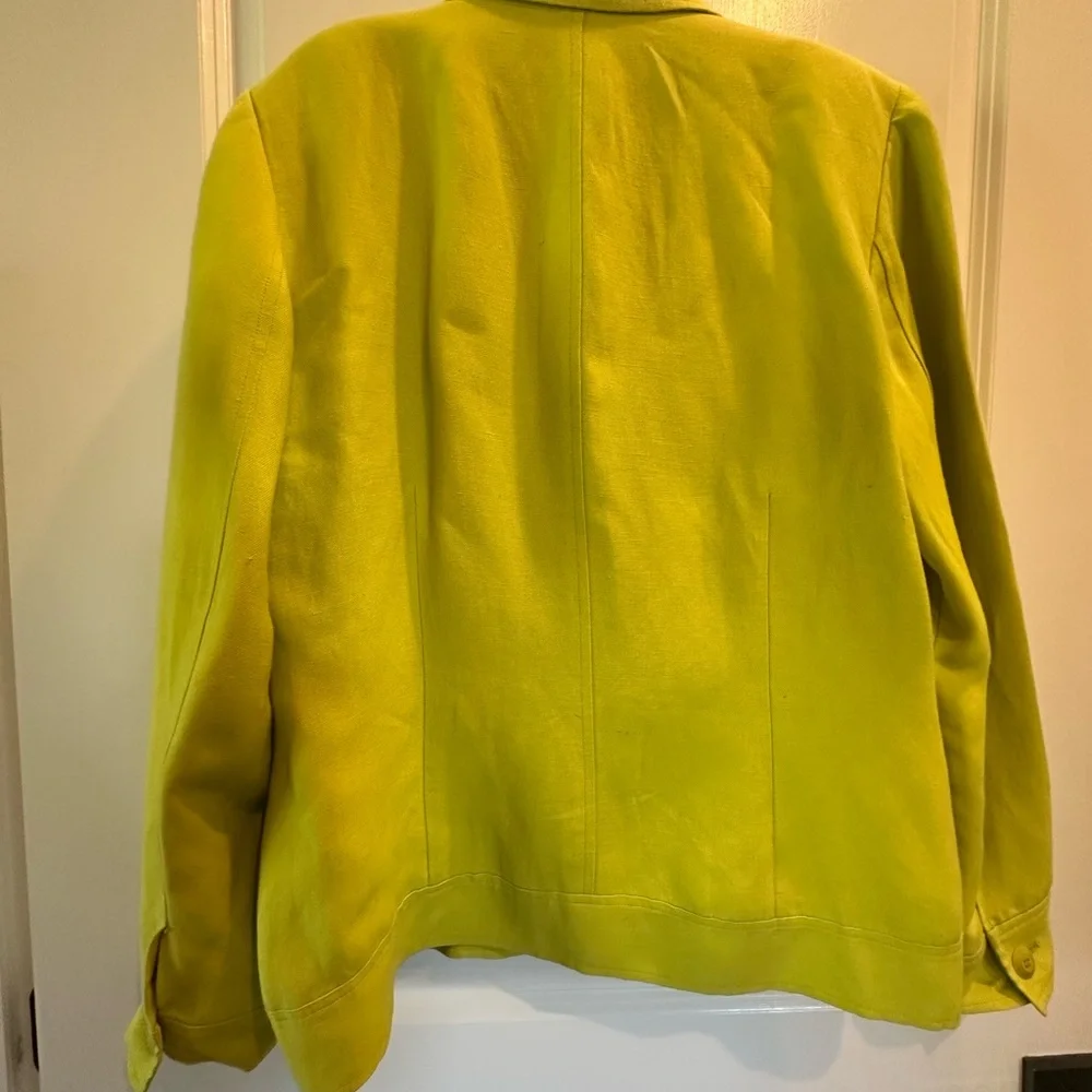Dana Buchman Like New Neiman Marcus Linen Citron Yellow Green Women's Jacket VTG - Picture 5 of 13